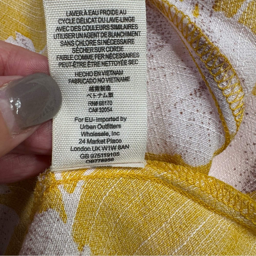 Free People French Quarter Wrap Mini Dress Yellow Pink Floral Size Large - Picture 7 of 15
